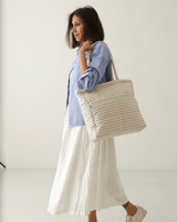 Zoey diaper bag Almond Stripe Tote Diaper Bag (100% Cotton)