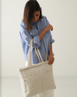 Zoey diaper bag Almond Stripe Tote Diaper Bag (100% Cotton)