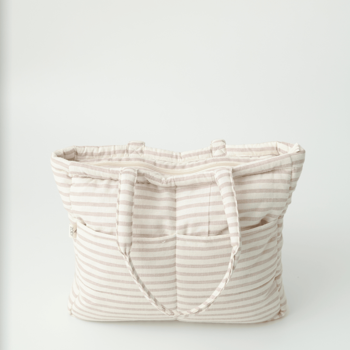 Zoey diaper bag Almond Stripe Tote Diaper Bag (100% Cotton)