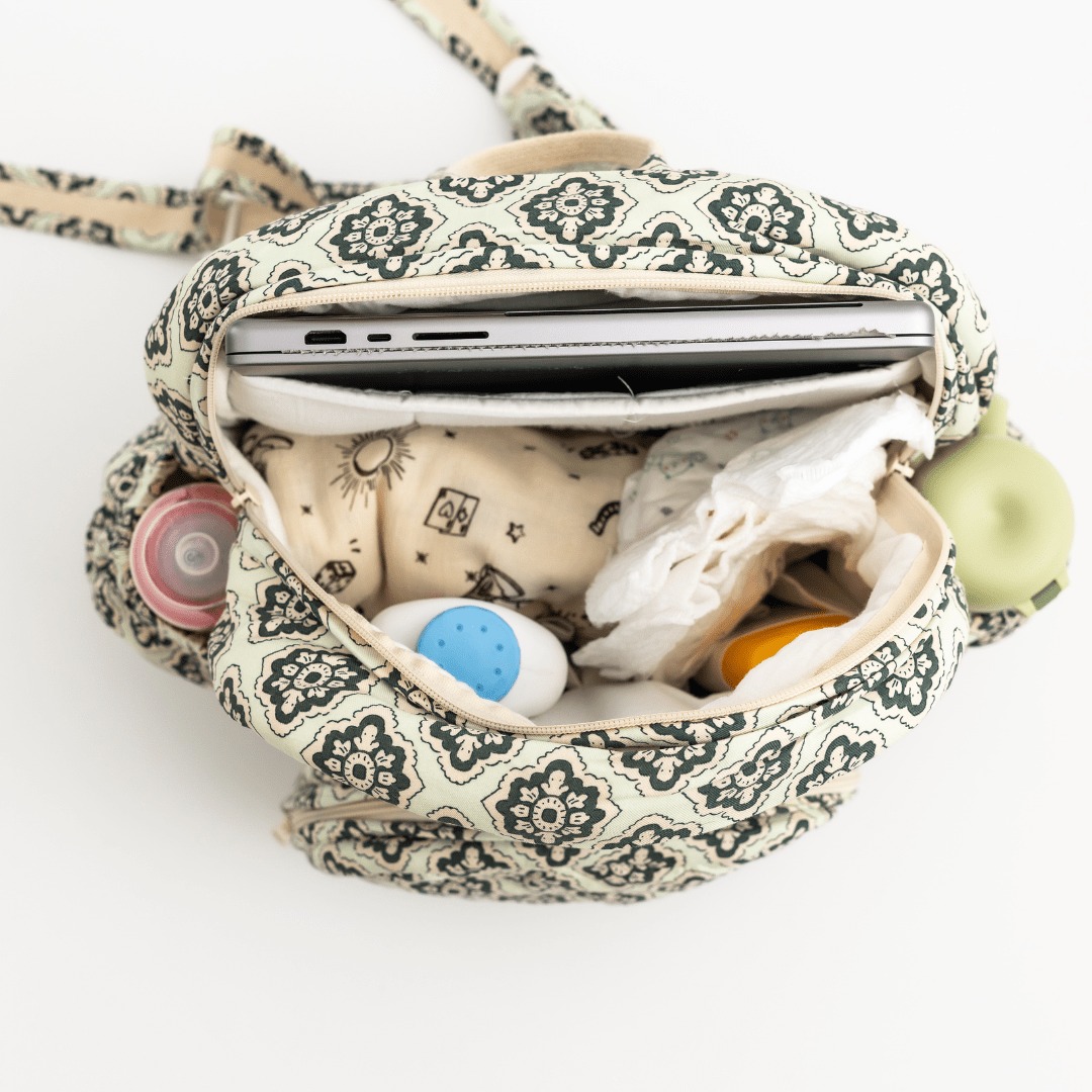 Zoey diaper bag Cotton Mosaic Backpack (Laptop + Diaper Bag)