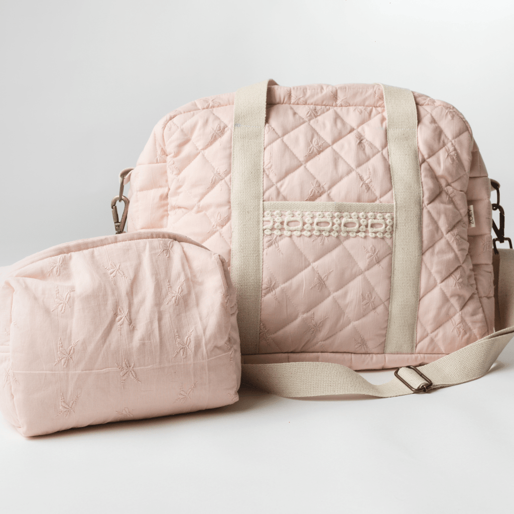 Zoey diaper bag Dusty Pink Quilted Diaper Bag (100% Cotton)