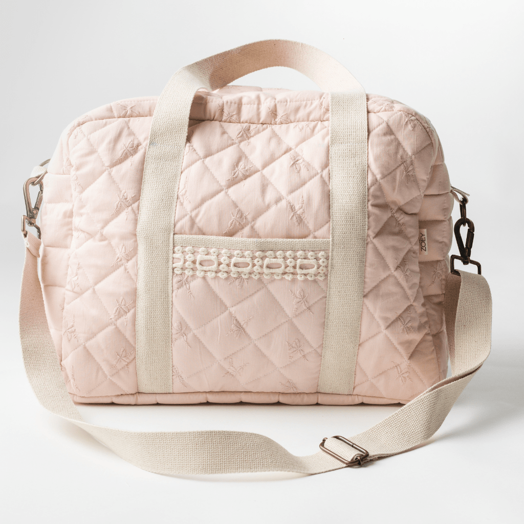 Zoey diaper bag Dusty Pink Quilted Diaper Bag (100% Cotton)