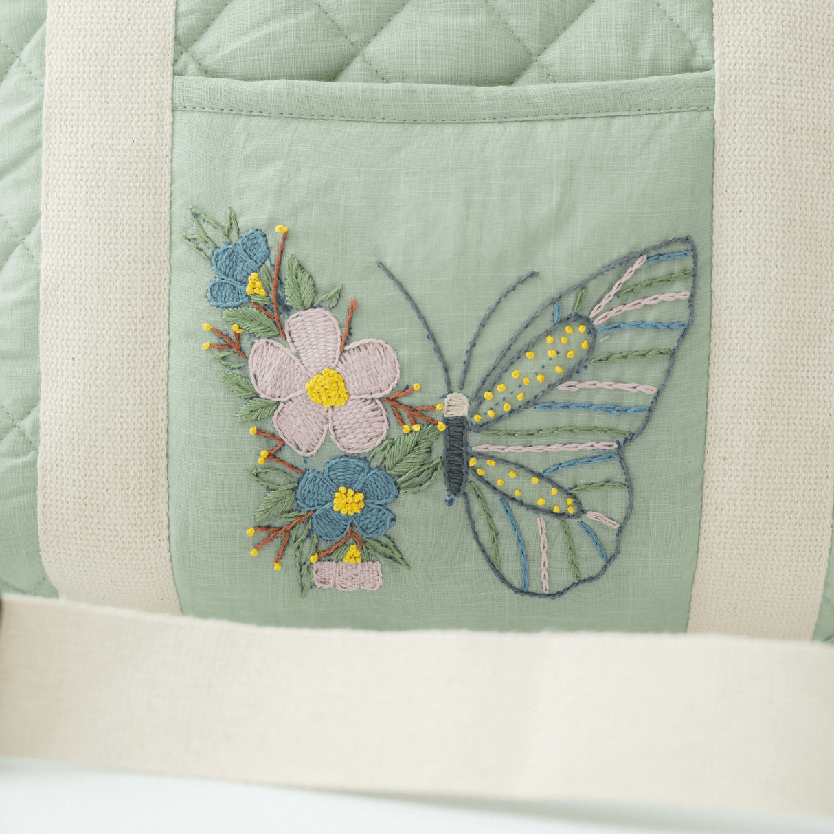 Zoey diaper bag Hand Embroidered Butterfly Flutter Diaper Bag