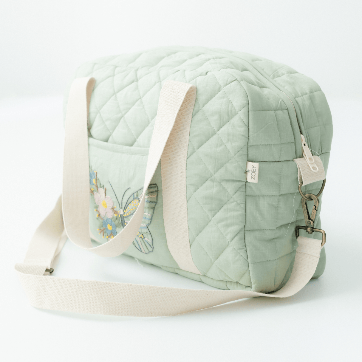 Zoey diaper bag Hand Embroidered Butterfly Flutter Diaper Bag