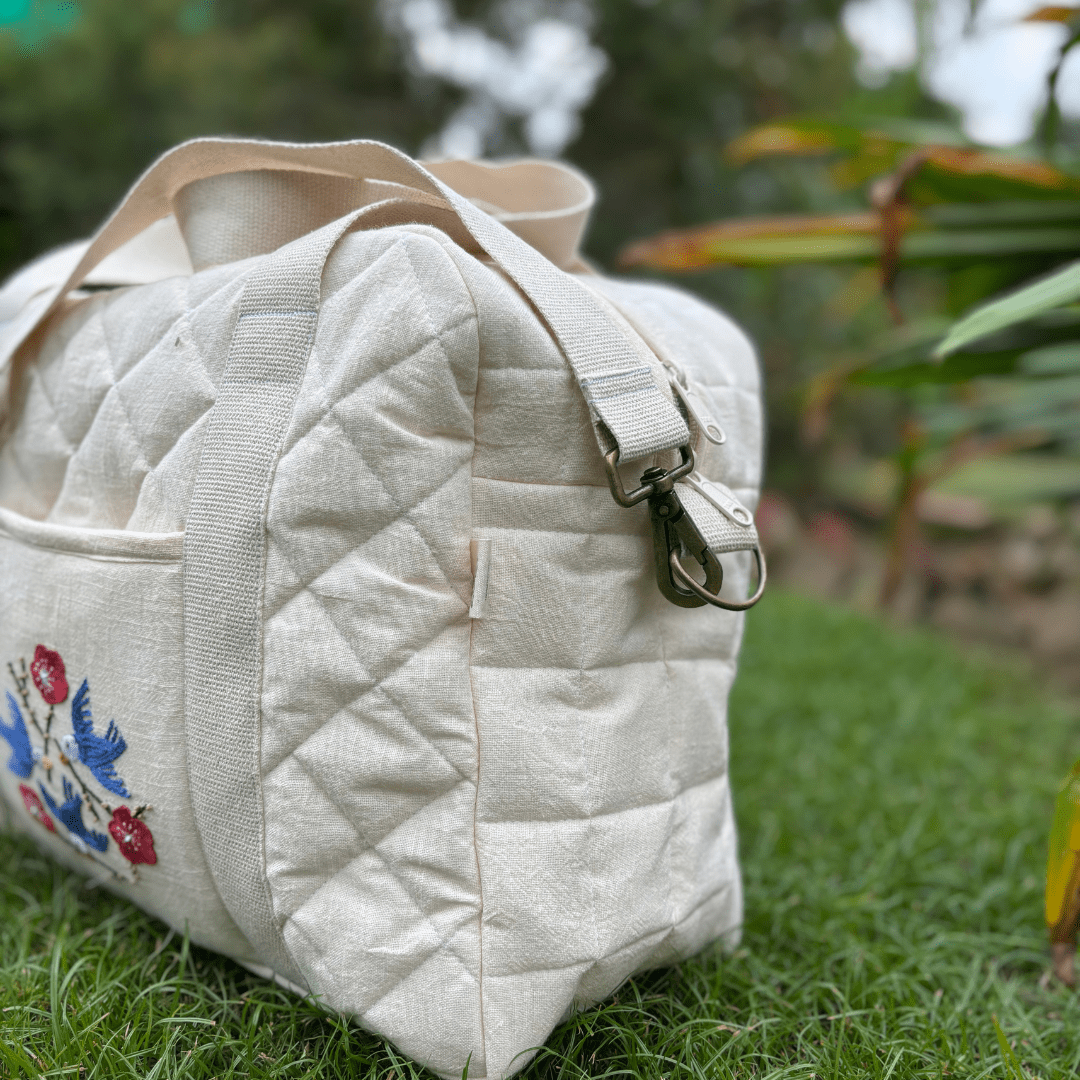 Zoey diaper bag Hand Embroidered Songbirds Perch Diaper Bag (Pure Cotton)