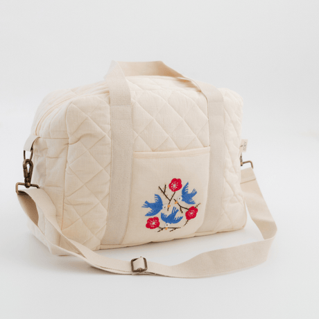 Zoey diaper bag Hand Embroidered Songbirds Perch Diaper Bag (Pure Cotton)