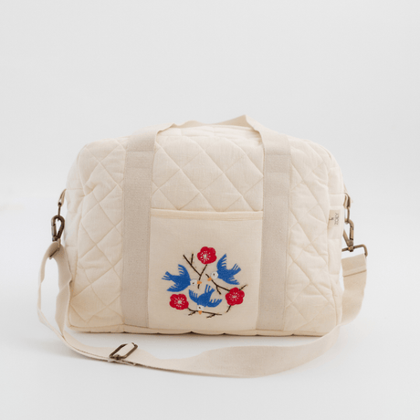 Zoey diaper bag Hand Embroidered Songbirds Perch Diaper Bag (Pure Cotton)