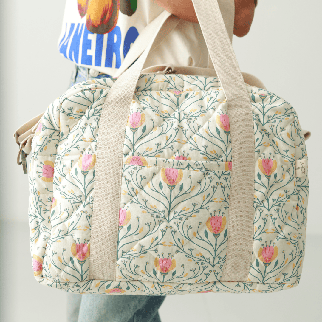 Zoey diaper bag Meadow Bloom Quilted Diaper Bag (100% Cotton)