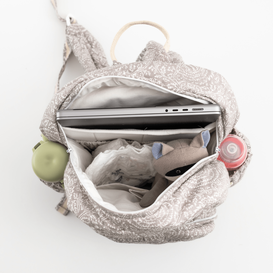 Zoey diaper bag NatureNest Quilted Cotton Backpack (Laptop + Diaper Bag)