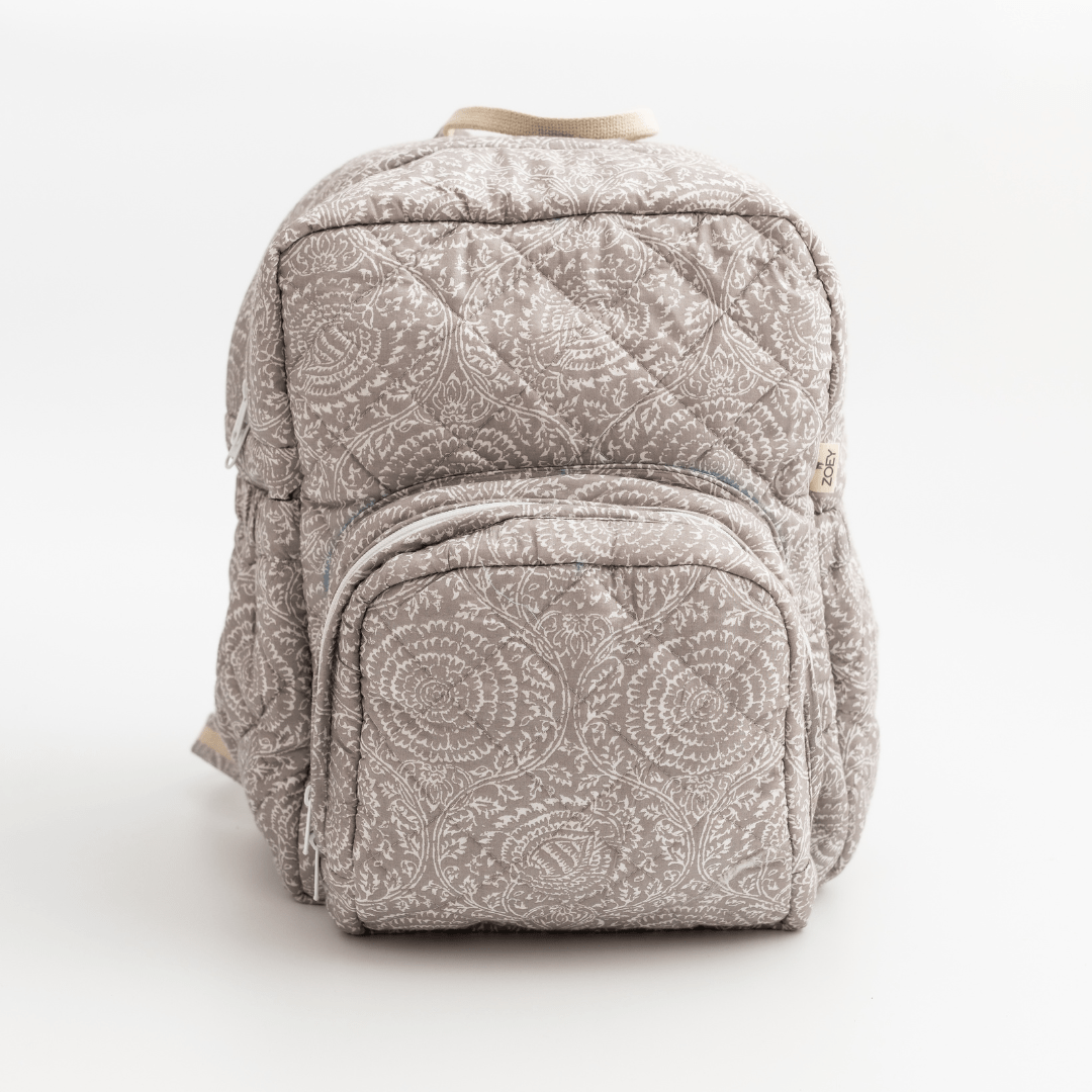 Zoey diaper bag NatureNest Quilted Cotton Backpack (Laptop + Diaper Bag)