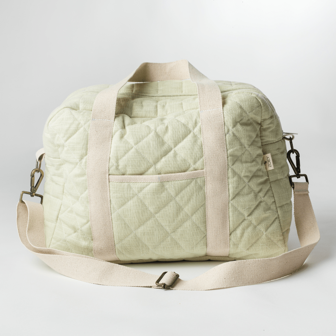 Tea Green Quilted Diaper Bag 100 Cotton