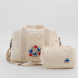 Zoey diaper bag With Toiletry Pouch Hand Embroidered Songbirds Perch Diaper Bag (Pure Cotton)