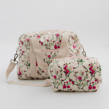 Zoey diaper bag With Toiletry Pouch Noira Rose Carryall Quilted Diaper Bag (100% Cotton)