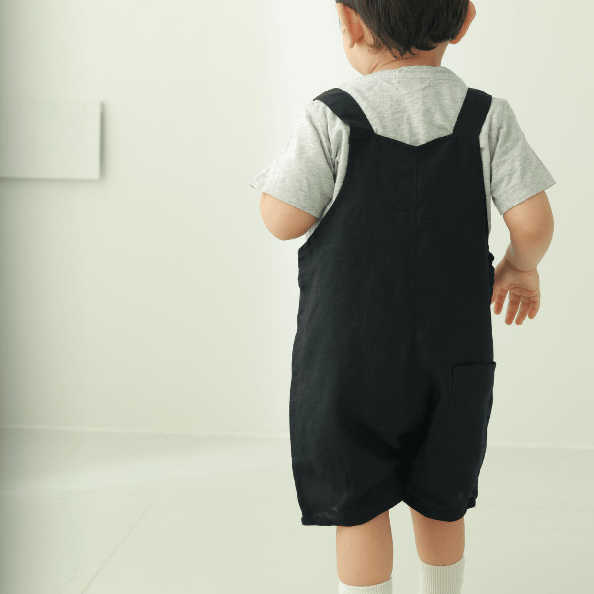 Zoey Dungarees Helicopter Ride Linen Cotton Unisex Dungaree (Black)