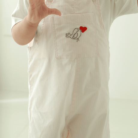 Zoey Dungarees Little Trunk Love Cotton Dungaree (Pink Stripes)