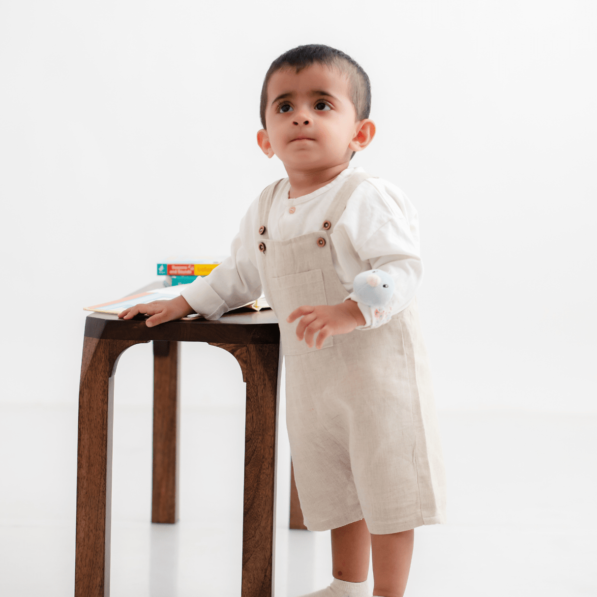 Zoey Dungarees Pocketful of Play Linen Cotton Unisex Dungaree (Beige)