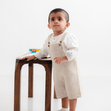 Zoey Dungarees Pocketful of Play Linen Cotton Unisex Dungaree (Beige)