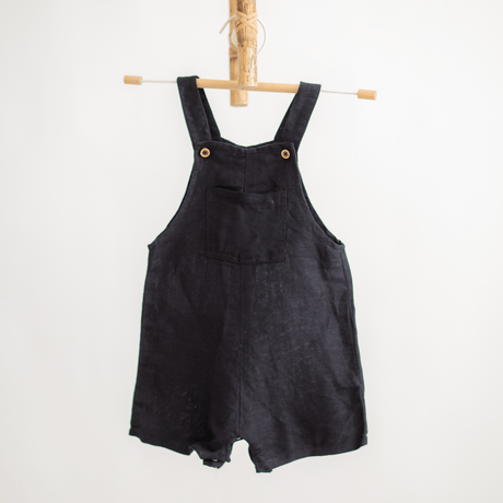 Zoey Dungarees Pocketful of Play Linen Cotton Unisex Dungaree (Black)
