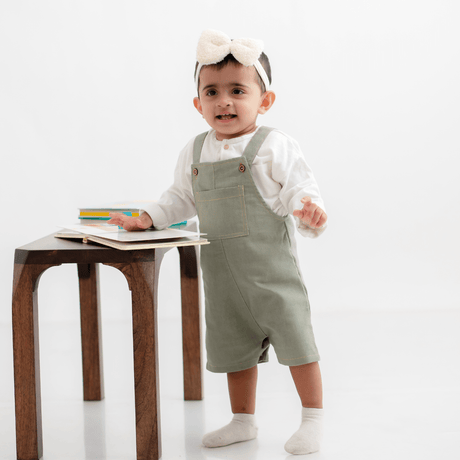 Zoey Dungarees Pocketful of Play Linen Cotton Unisex Dungaree (Sage Green)