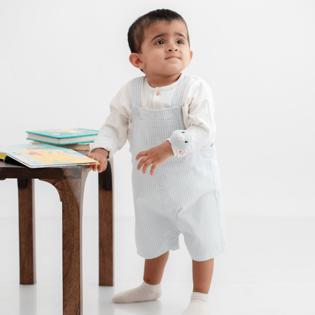 Zoey Dungarees Tiny Sailor Cotton Dungaree (Blue Stripes)