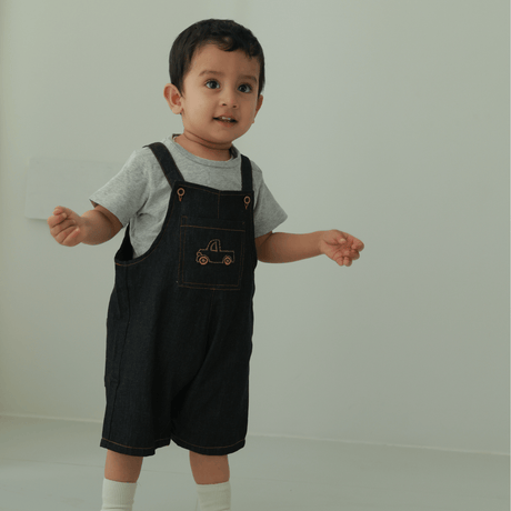 Zoey Dungarees Vroom Vroom Ride Denim Cotton Unisex Dungaree (Black)