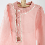 Zoey Ethnic Wear Chanderi Candy - Charming Baby Boy Short Kurta Pajama Set in Blush Chanderi