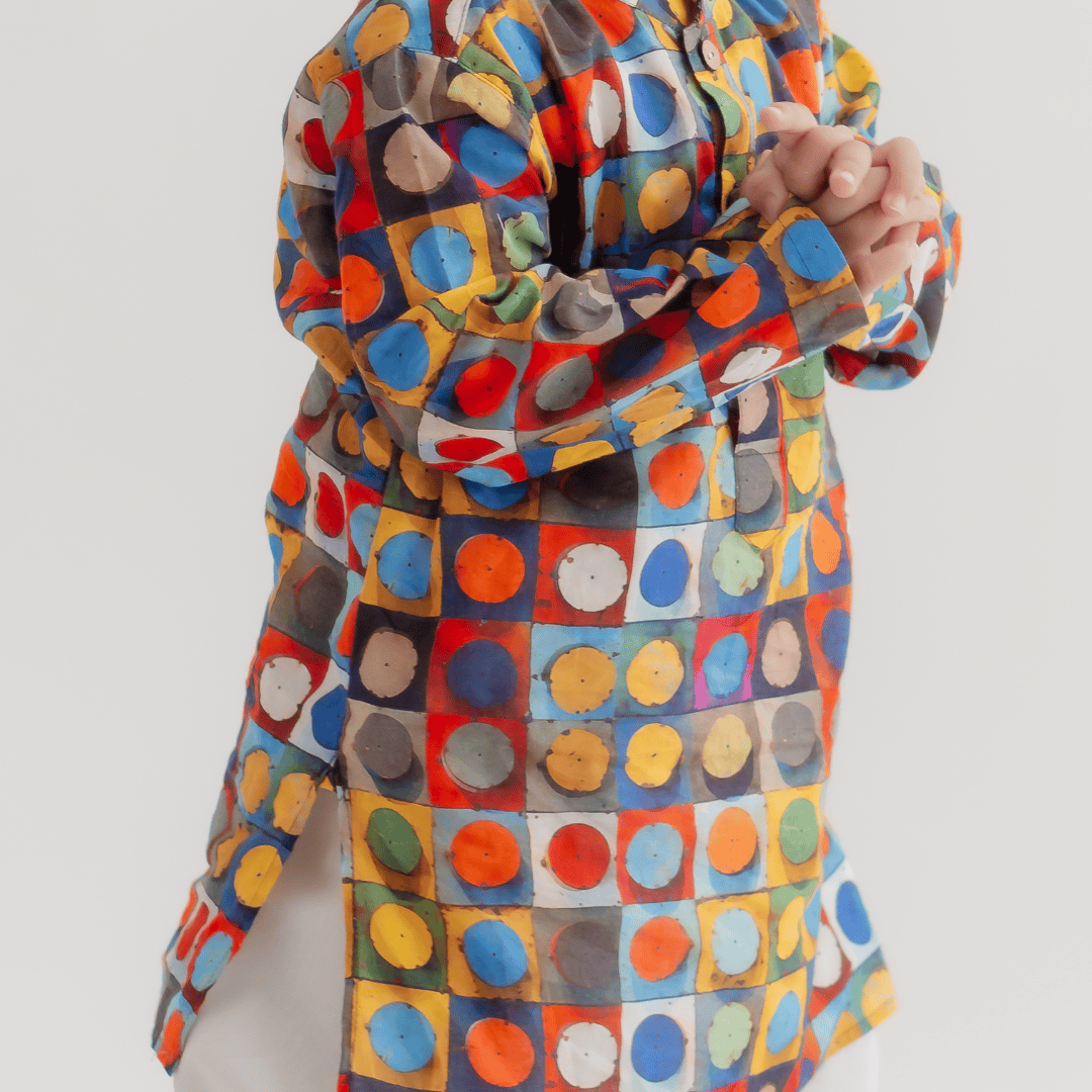 Zoey Ethnic Wear Festive Art Dot Print Kurta Pajama Set for Kids- Limited Festive Edition