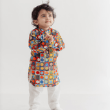 Zoey Ethnic Wear Festive Art Dot Print Kurta Pajama Set for Kids- Limited Festive Edition