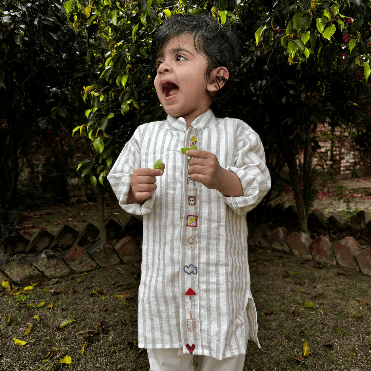 Zoey Ethnic Wear Handcrafted Motif Kurta Pajama Set for Kids