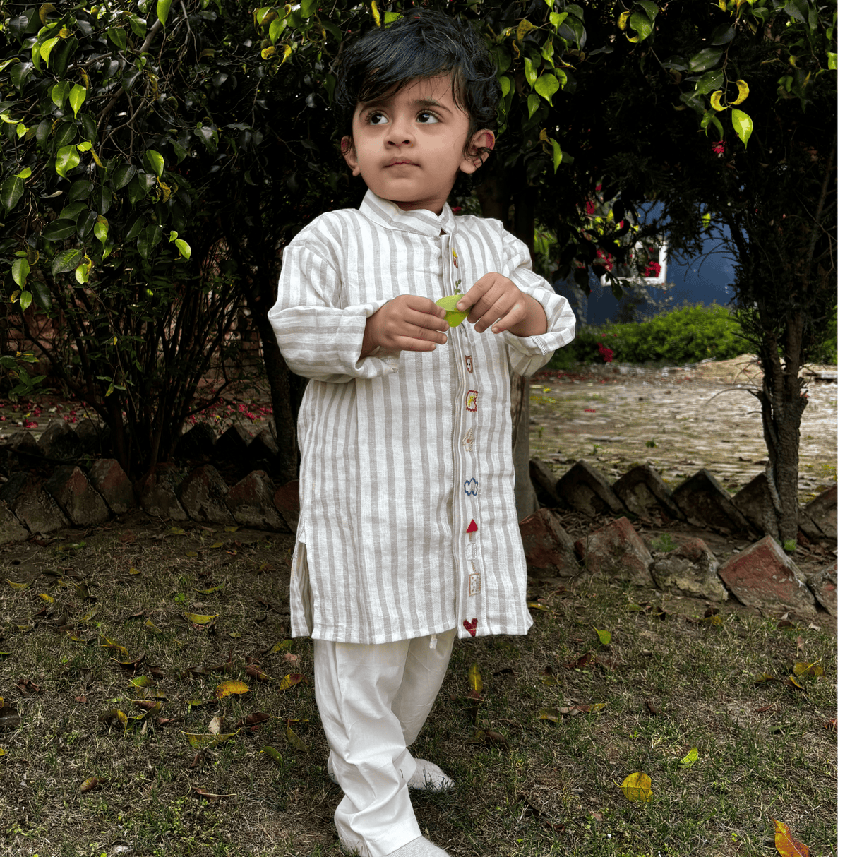Zoey Ethnic Wear Handcrafted Motif Kurta Pajama Set for Kids