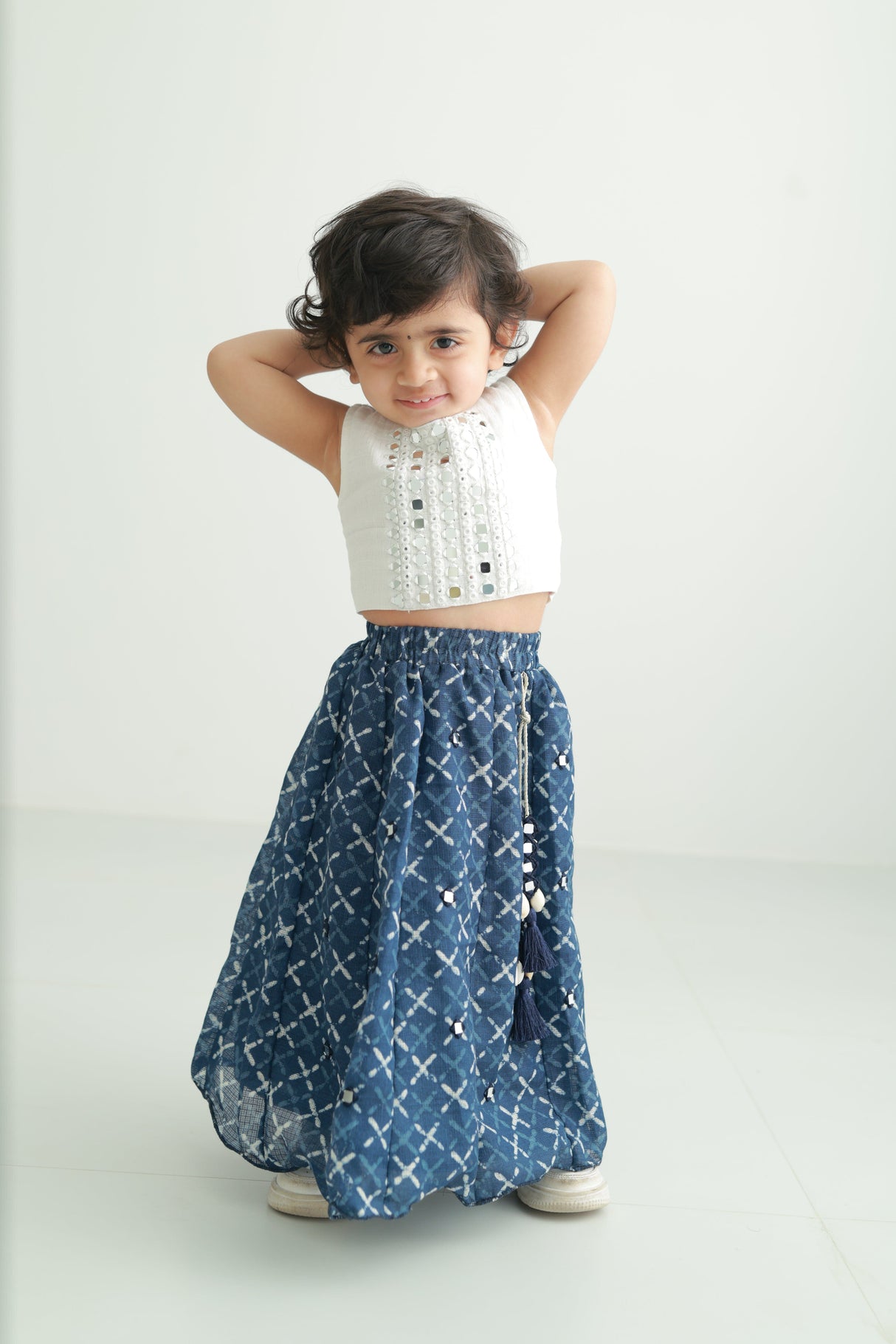 Zoey Ethnic Wear Indigo Lehenga Set with Corset Style Blouse for Girls - Limited Festive Edition