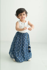 Zoey Ethnic Wear Indigo Lehenga Set with Corset Style Blouse for Girls - Limited Festive Edition