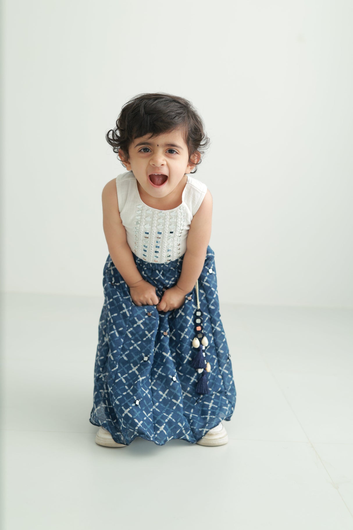 Zoey Ethnic Wear Indigo Lehenga Set with Corset Style Blouse for Girls - Limited Festive Edition
