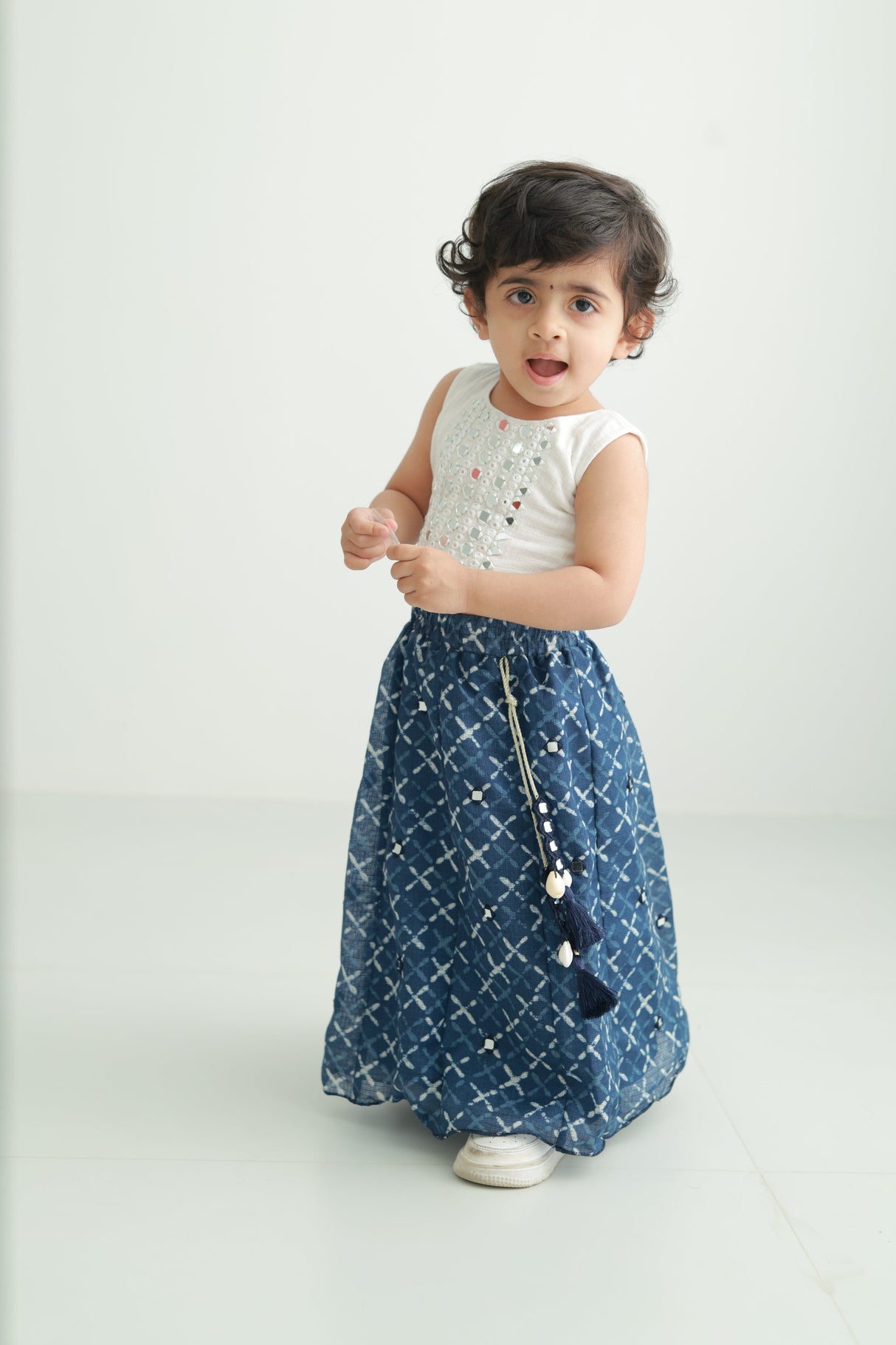 Zoey Ethnic Wear Indigo Lehenga Set with Corset Style Blouse for Girls - Limited Festive Edition