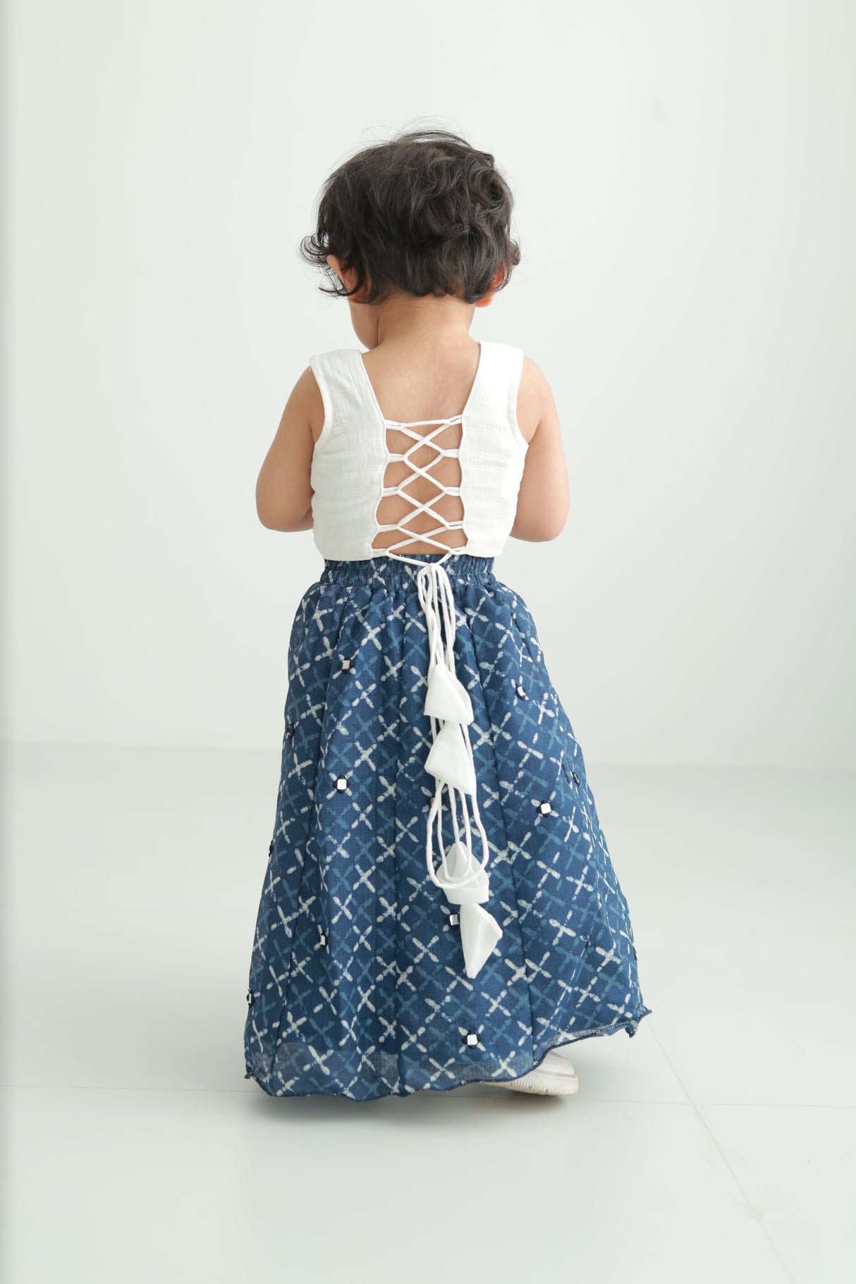 Zoey Ethnic Wear Indigo Lehenga Set with Corset Style Blouse for Girls - Limited Festive Edition