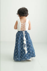Zoey Ethnic Wear Indigo Lehenga Set with Corset Style Blouse for Girls - Limited Festive Edition