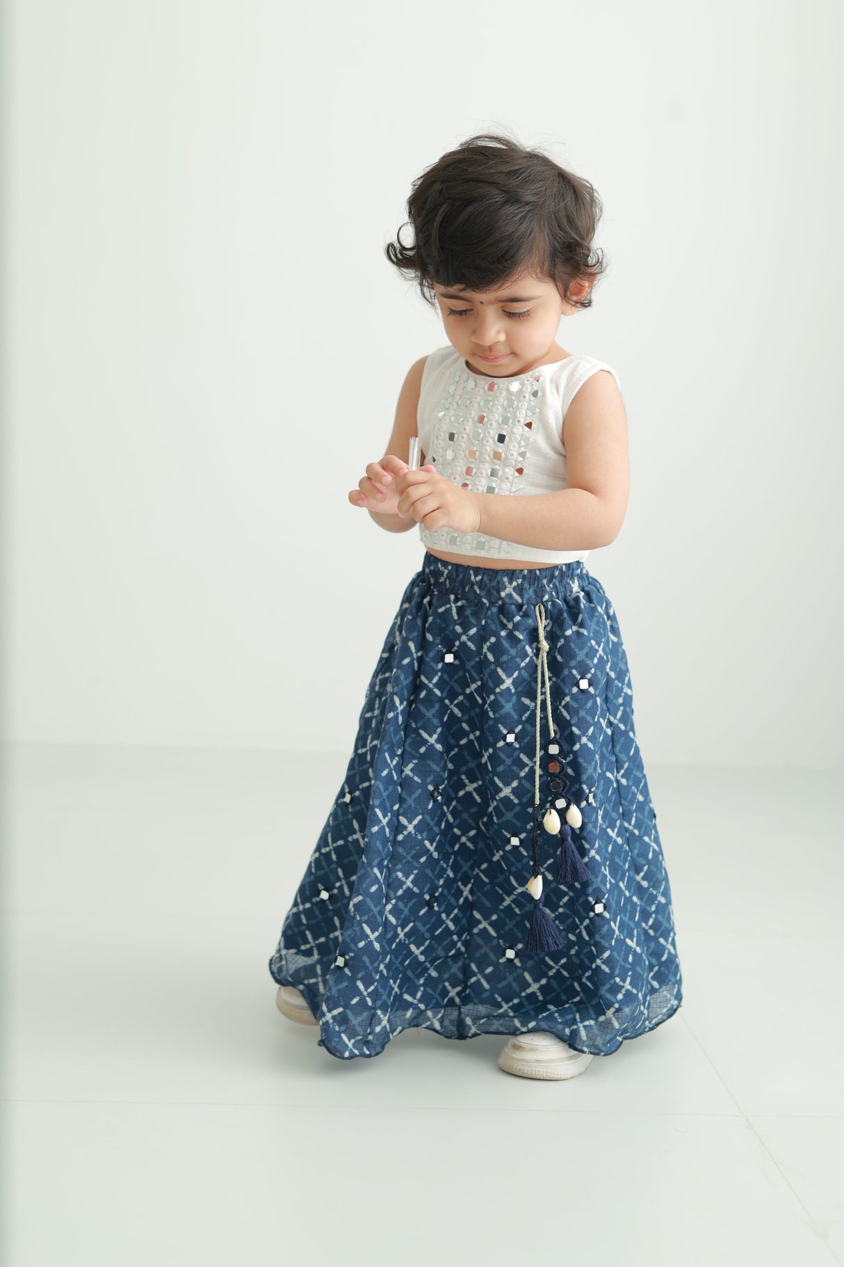 Zoey Ethnic Wear Indigo Lehenga Set with Corset Style Blouse for Girls - Limited Festive Edition