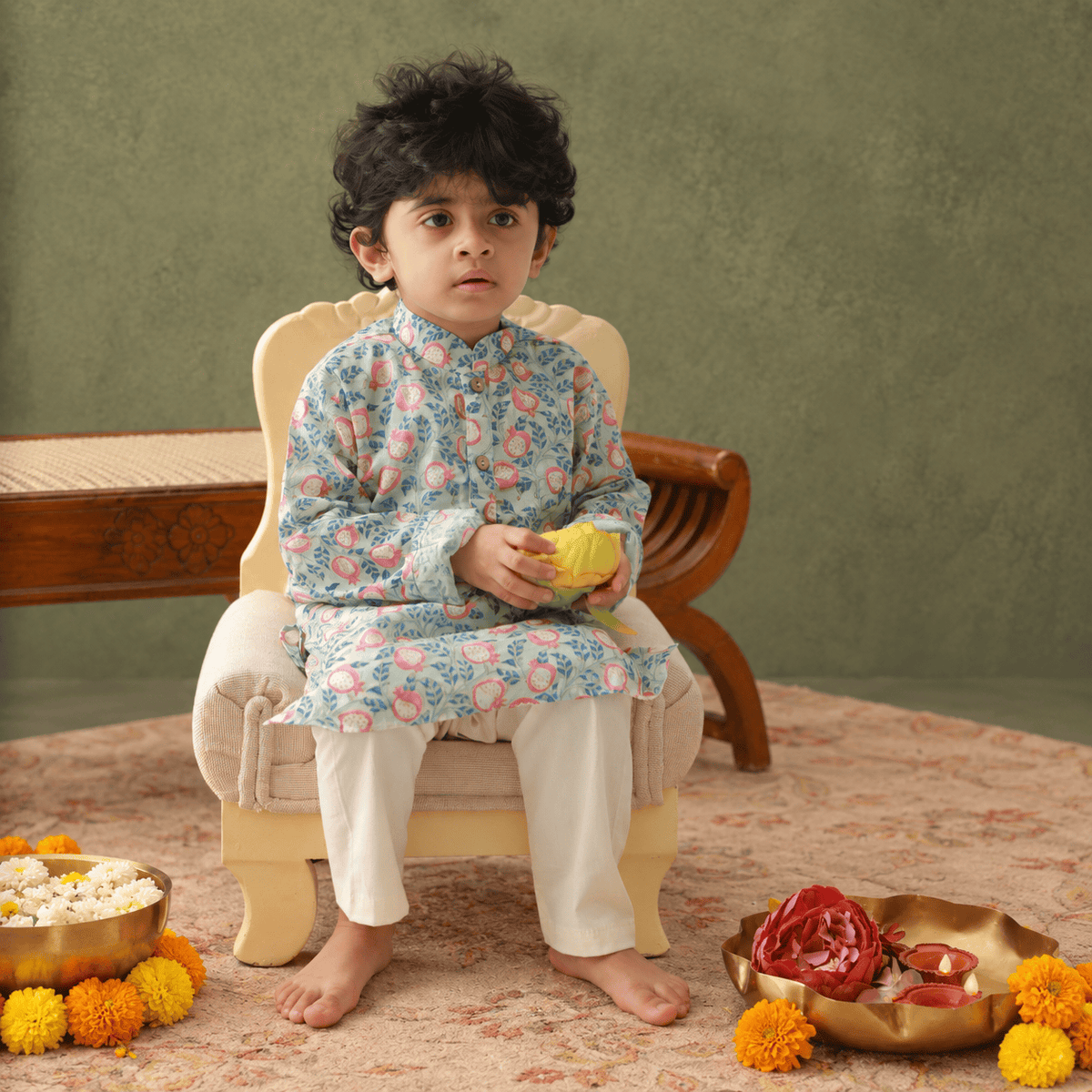 Zoey Ethnic Wear Rangila Anaar Kurta Pajama Set for Kids- Limited Festive Edition
