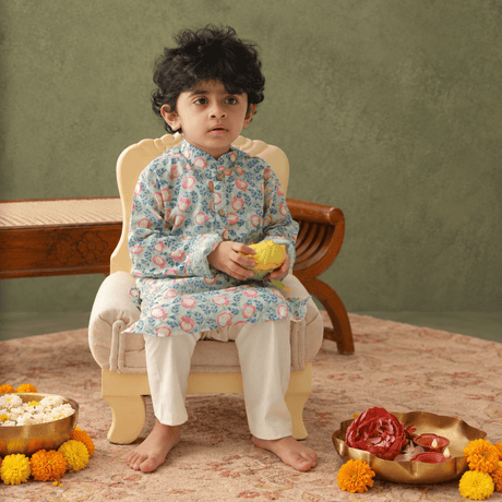 Zoey Ethnic Wear Rangila Anaar Kurta Pajama Set for Kids- Limited Festive Edition