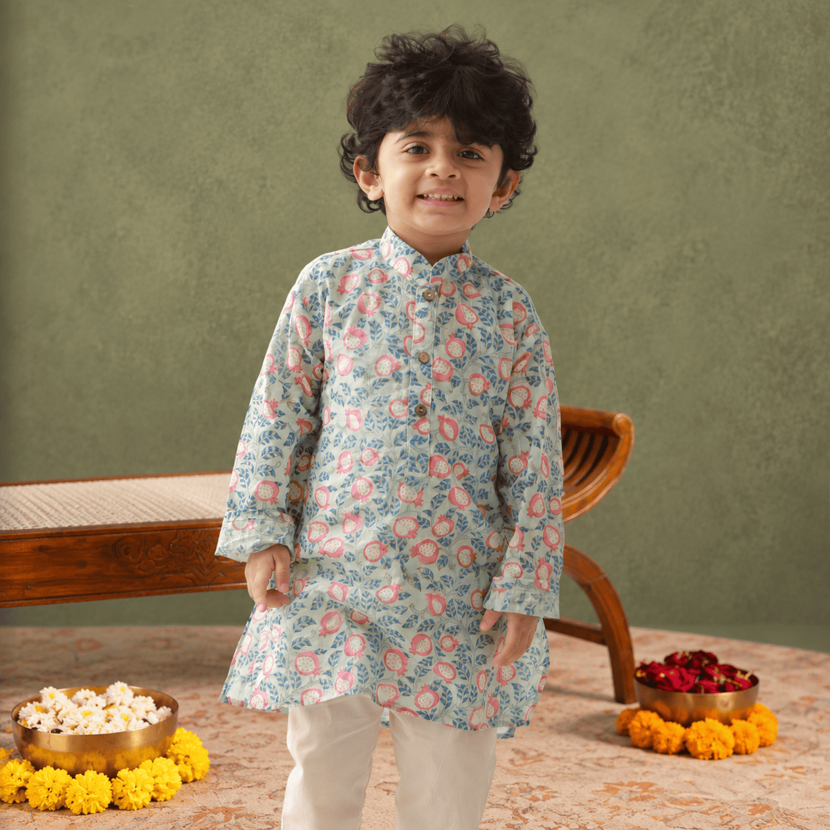 Zoey Ethnic Wear Rangila Anaar Kurta Pajama Set for Kids- Limited Festive Edition