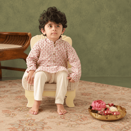 Zoey Ethnic Wear Shararti Shehzada Kurta Pajama Set for Kids- Limited Festive Edition