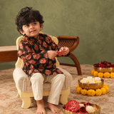 Zoey Ethnic Wear The Midnight Flock Kurta Pajama Set for Kids- Limited Festive Edition