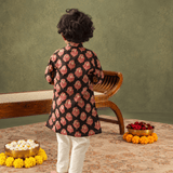 Zoey Ethnic Wear The Midnight Flock Kurta Pajama Set for Kids- Limited Festive Edition