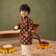 Zoey Ethnic Wear The Midnight Flock Kurta Pajama Set for Kids- Limited Festive Edition
