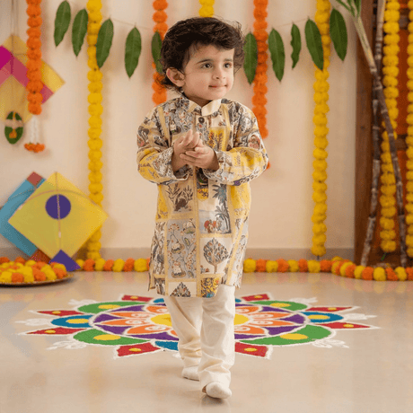 Zoey Ethnic Wear Vrindavan Kurta Pajama Set for Kids - Limited Festive Edition