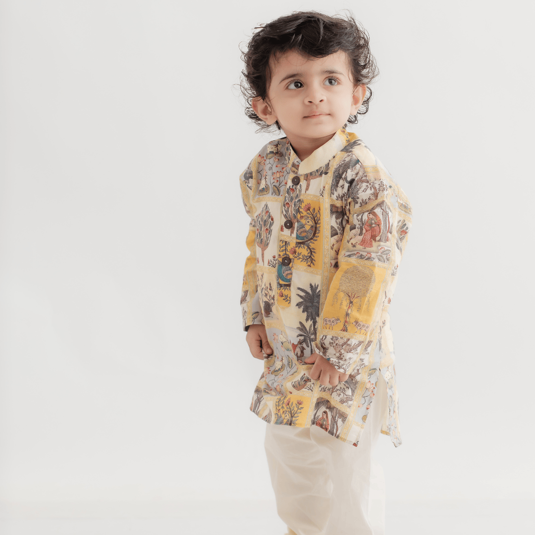 Zoey Ethnic Wear Vrindavan Kurta Pajama Set for Kids - Limited Festive Edition