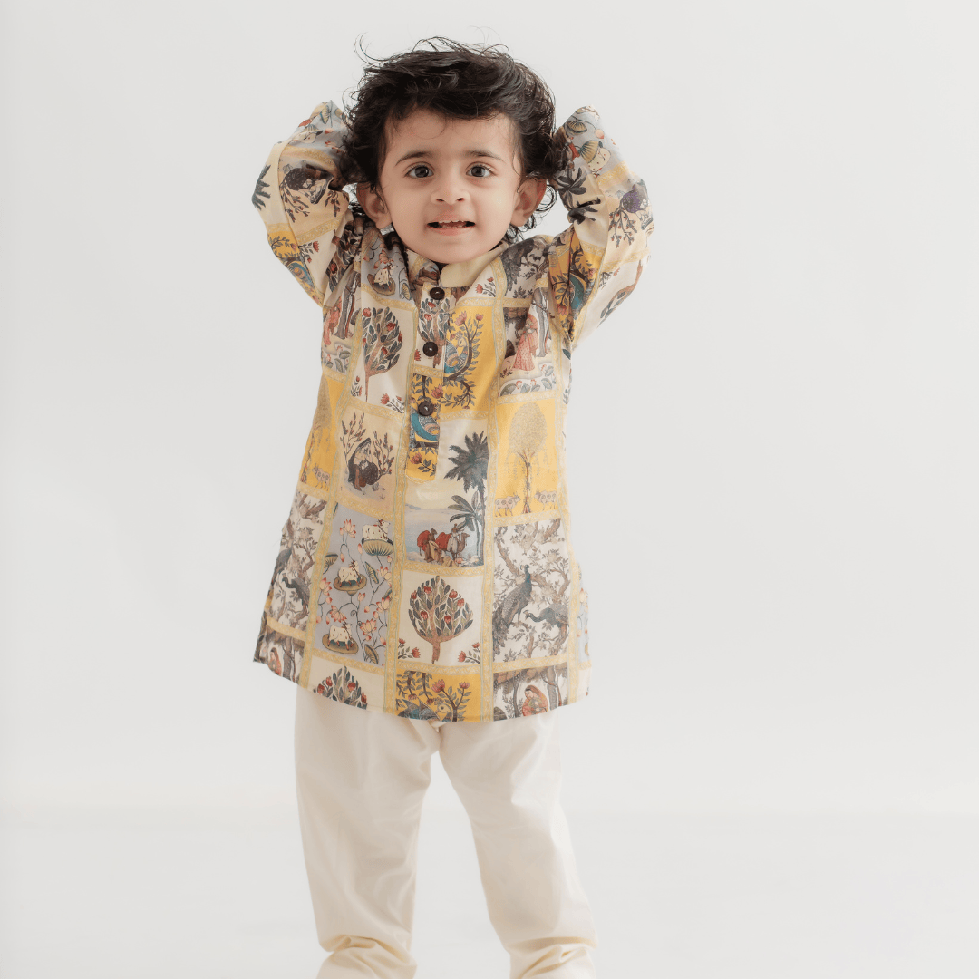 Zoey Ethnic Wear Vrindavan Kurta Pajama Set for Kids - Limited Festive Edition