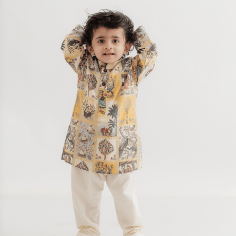 Zoey Ethnic Wear Vrindavan Kurta Pajama Set for Kids - Limited Festive Edition