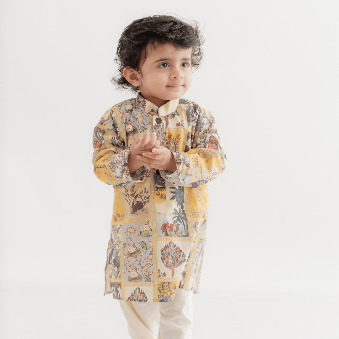 Zoey Ethnic Wear Vrindavan Kurta Pajama Set for Kids - Limited Festive Edition