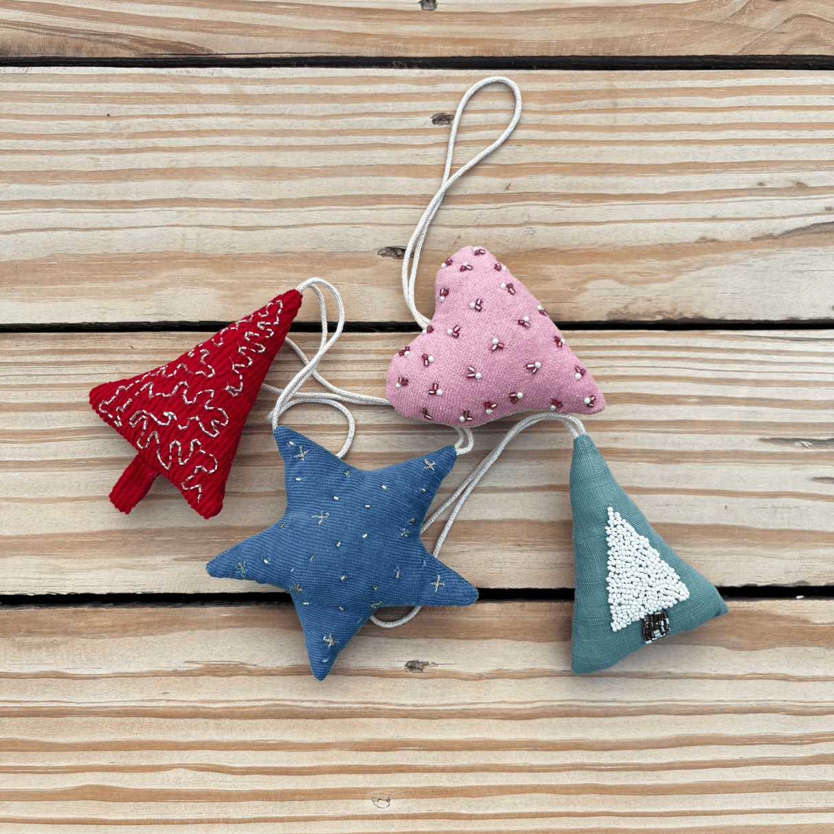 Zoey Handmade Beaded Christmas Ornaments – Set of 4